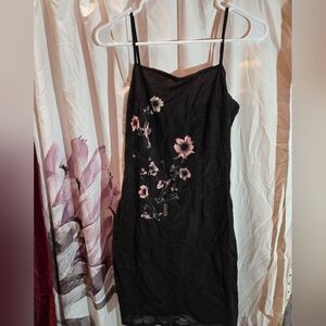 Morgan Floral Black Slip Dress Small